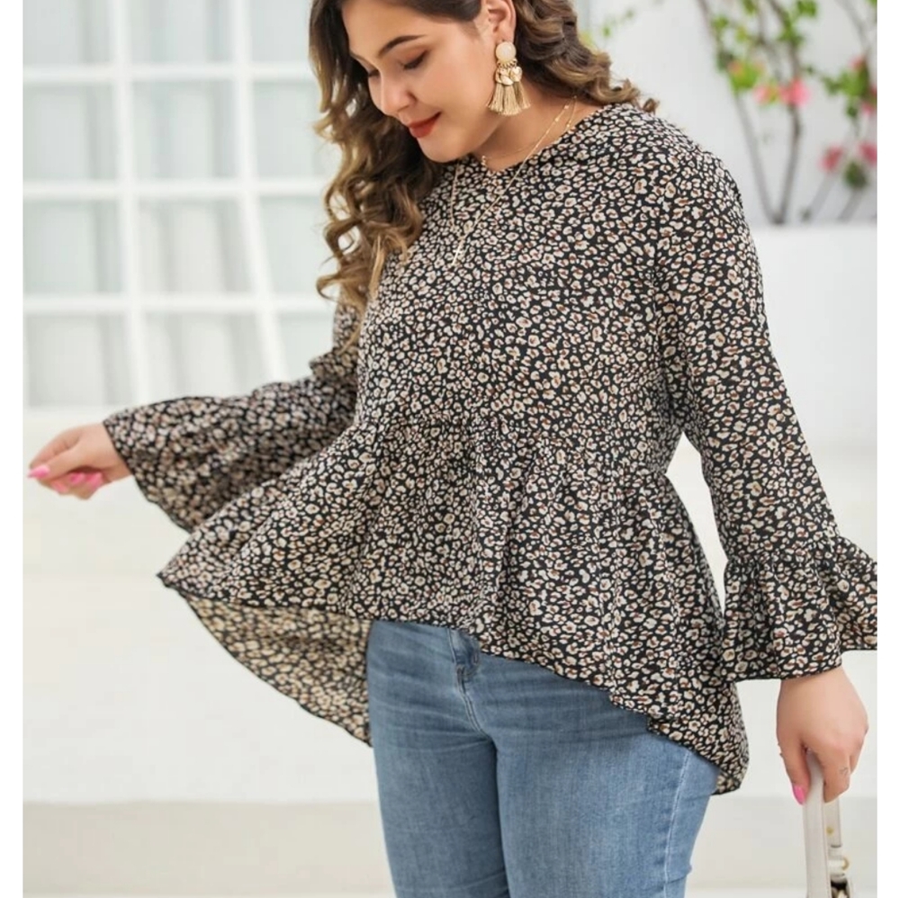 SheIn Leopard Print Peplum Blouse